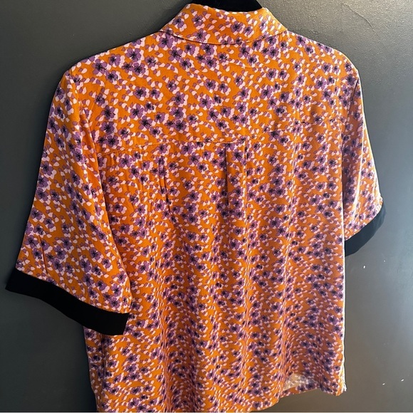 Vila retro print blouse with faux bow tie and contrast details | size 10 - Picture 8 of 10